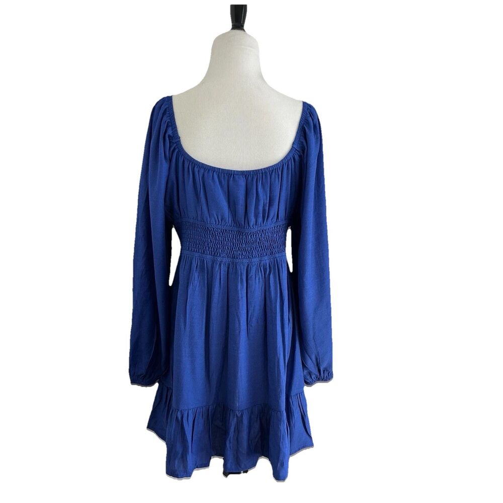 Dokotoo L Milkmaid Mini Dress L Square Neck Lantern Sleeve Smocked Boho Coquette - Picture 7 of 15